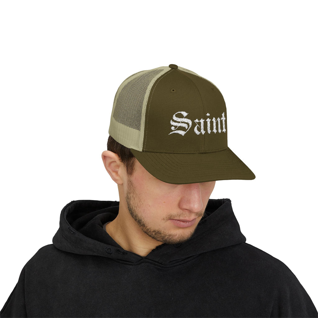 Saint Olde English Snapback Trucker Hat | Religous Wear, Devotion Apparel